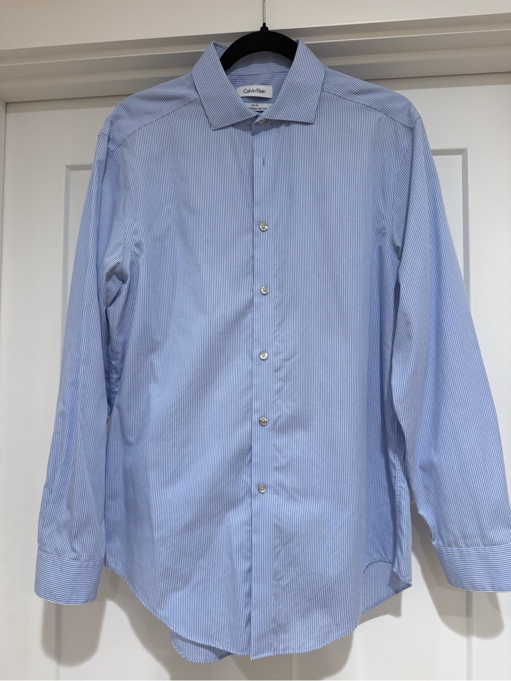 Men's Calvin Klein Light Blue Fine-Striped Dress Shirt